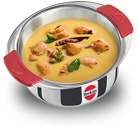 Hawkins 2 Litre Metro Patila, Triply Stainless Steel Tope, Induction Bhagona, Tapeli, Silver (SSP20)