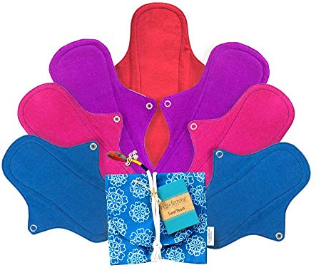 Full Cycle Kit Stoffbinden Set aus Bio Baumwolle 7 Stück plus Extras (Farbig mit Streifenmuster)