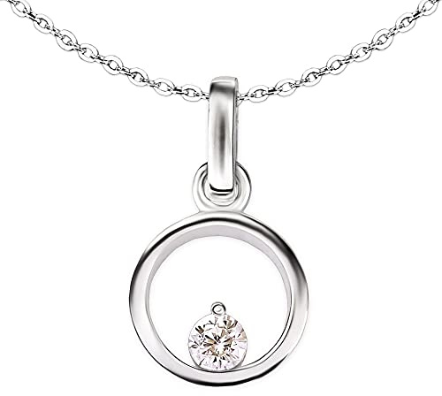 CLEVER SCHMUCK Set Damen Halskette Anhänger kleiner Ring Ø 8mm schlicht mit 1 Zirkonia & Kette Anker 40 STERLING SILBER 925
