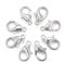 Beadthoven - 100 chiusure a moschettone in lega di zinco 8 x 14 mm, chiusura curva a gancio per bracciali, collane, gioielli (platino)