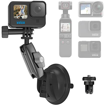 AuyKoo Saugnapfhalterung für GoPro 13/12/11/10/9/8/7/6/5 und Action-Kameras, Saugnapfhalterung Klapphalterung für Auto, Boot, Yacht, Motorrad für Videoaufnahmen