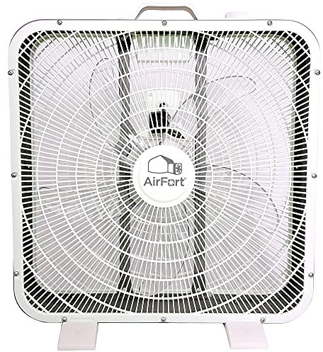 AIR FORT 20 Inch Glow In The Dark Box Fan - 3 Settings, Carry Handle, 90 inch cord