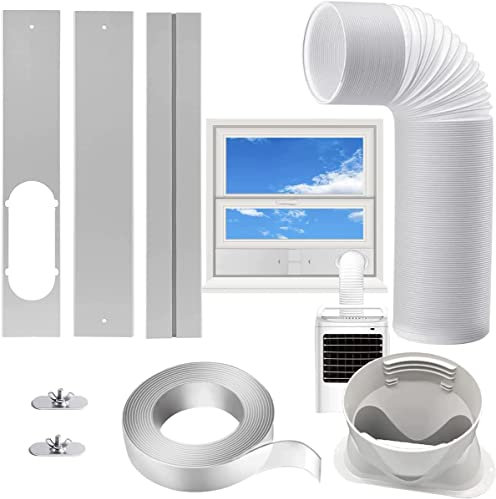 Portable AC Window Kit with 5.1” Exhaust Hose for Sliding Window, Adjustable Air Conditioner Window Vent Kit for Ducting AC Seal Panel for Horizontal&Vertical Window.