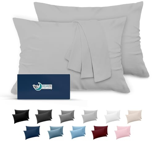 Dreamzie Taie Oreiller 40x60 Lot de 2 en Microfibre Certifiée Oeko-Tex - Housse Coussin Douce Et Brossée, Toucher Peau de Pêche - Gris