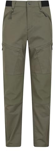 Mountain Warehouse Jungle Mens Trekking Trousers - Long - Water-Resistant, Reinforced Fabric Bottoms with UV Protect & Elastic Waistband - for Spring, Outdoor & Trekking Khaki (Long) Men's W28