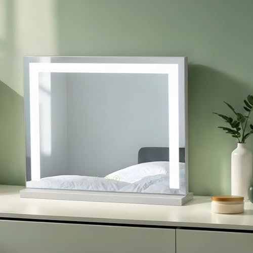 S'AFIELINA Hollywood Vanity Mirror with Lights, 50x42 cm LED Dressing Table Makeup Mirror, Dimmable, Touch Control, White