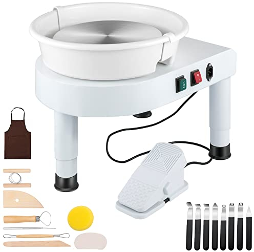 VEVOR Elektrische Keramikmaschine mit 16 Modellierwerkzeugen, 14 Zoll Tocadis Größe, Keramikscheibenmaschine 0-300 r/min, 65 x 42 x 42 cm Weiße Keramikformmaschine