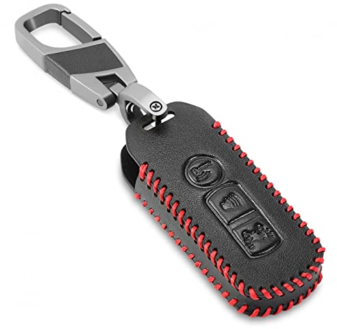 Leder-Motorrad-Schlüsselhülle für Roller, Fernbedienung, Shell, Schlüsselanhänger, passend für Honda PCX 150 Hybrid X-ADV SH125 Scoopy SH300 Forza 125 300, 3 Tasten