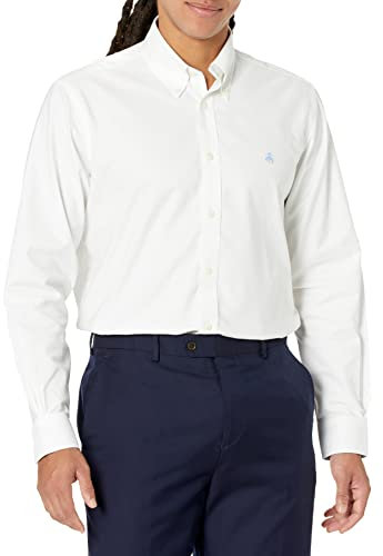 Brooks Brothers Camisa Deportiva Oxford elástica sin Planchado para Hombre, Manga Larga, Lisa, no Necesita Planchado, Camiseta Deportiva Oxford de Manga Larga, Color Liso, Blanco, XL