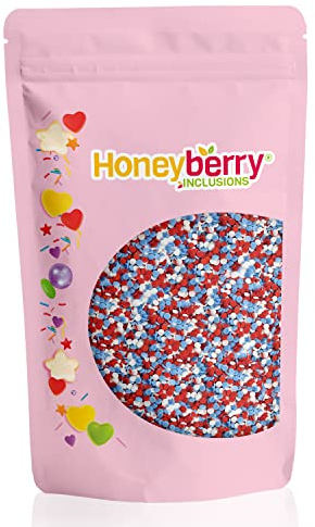 HONEYBERRY INCLUSIONS Red White Blue Confetti 200g - Premium Edible Decorating Sprinkles for Baking, Cupcake and Cake Decorations, Ice Cream, Dessert and Icing Decoration Toppers