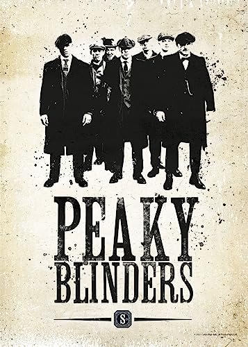 Displate Officiel Peaky Blinders Métallique Fixation Magnétique Licence Officielle Image Affiche de Haute Qualité Stencil - Peaky Blinders Gang - Größe M - hauteur 45 cm largeur 32 cm.