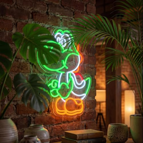 JOSEBRU Anime Neon Sign Dinosaurs Neon Sign Dimmable LED Neon Lights for Bedroom Wall Decor Game Room Decor Mario Decor for Kids Boys Man Cave, Gifts for Mario Fans