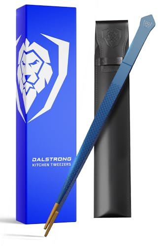 DALSTRONG Chef Pinzette, professionelle Küchenzange, 25,4 cm, hochpräzise Pinzette zum Kochen, Edelstahl, blau mit Titanbeschichtung, Grill, Beschichtung, vielseitig einsetzbar