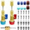 31Pcs R134A Valve Core Quick Remover Kit d’outils d’installation, outil de retrait de noyau de Valve haute basse pression avec 5V1 R134A Valve Core AC Service Port Cap Kit tige de Valve pour système