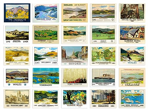Artery8 50 Pcs British Railway Train Sea Travel Aesthetic Collage Kit Wall Art Prints A6 Set Pack 14.8 x 10.5 cm (5.8 x 4.1) Room Decor Collector GNER GWR Rail Poster