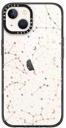 CASETiFY Compact iPhone 13 Case [2X Military Grade Drop Tested / 4ft Drop Protection] - Space pattern on clear background - Clear Black