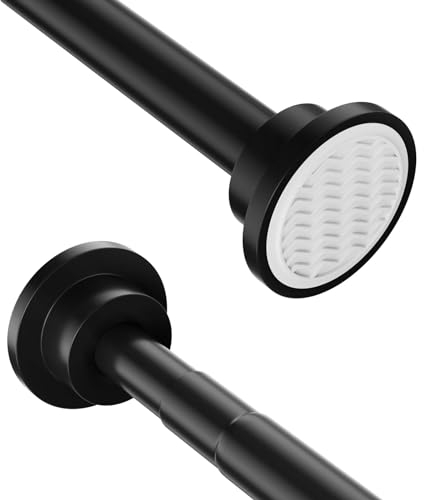 Duschvorhangstange Teleskopstange in 3 Farben und 5 Längen Von 40-240cm zum auswählen Länge Ohne Bohren (55-90cm, Schwarz)
