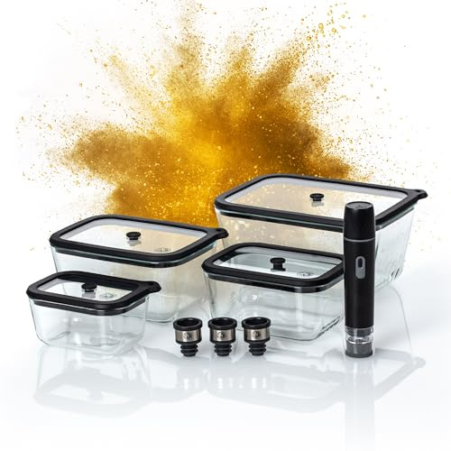 CHEF CUISINE Vakuum Starter-Set Basic, 12-tlg., Glas mit Deckel und Pumpe