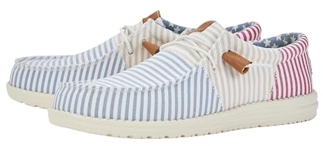 Hey Dude Herren Wally-Tri Varsity Sport Mesh | Herrenschuhe | Herren-Slipper | bequem und leicht, blau / rot, 44 EU