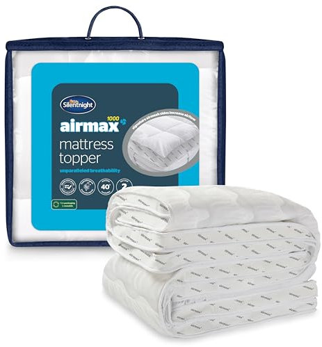 Silentnight Airmax 1000 Single Mattress Topper - Extra Thick Deep Fitted Mattress Enhancer with 10cm Thick Cushioning, Mesh Sides to Increase Airflow and Elasticated Straps - Single - 190x90cm