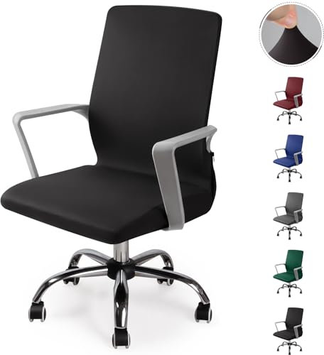 Eozakavod Funda de Silla de Oficina Modernas Estilo Simplista Cubiertas de la Silla de la computadora de Oficina Cubierta de la Silla Oficina removible (no Incluye Sillas)(Negro,S)-N