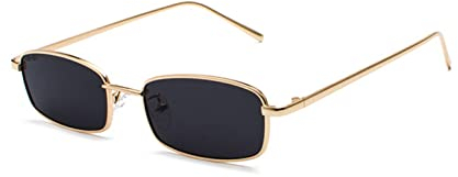 OSAGAMA Retro Rechteckige Sonnenbrille Metall Rahmen Mehrfabige Brille für Damen Herren Golden Schwarz
