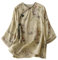 Chemisier chinois à manches 3/4 pour femme - Col mandarin traditionnel - Ethnique - Coton et lin - Qipao, E025 Café clair, Taille L
