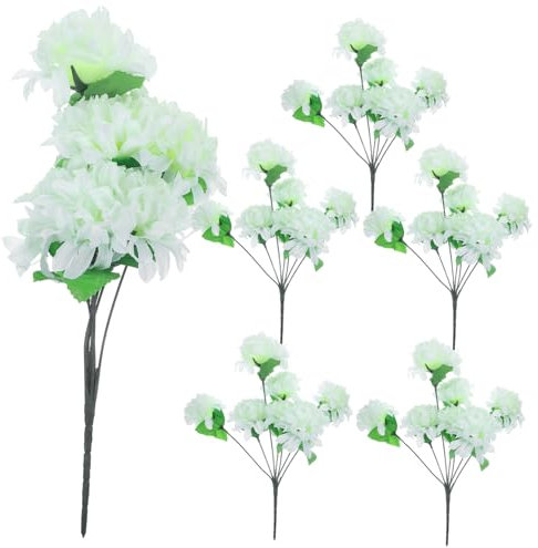 Zerodeko Bouquet Di Crisantemi in Plastica Per Cimitero 6 Set Per La Decorazione Della Tomba