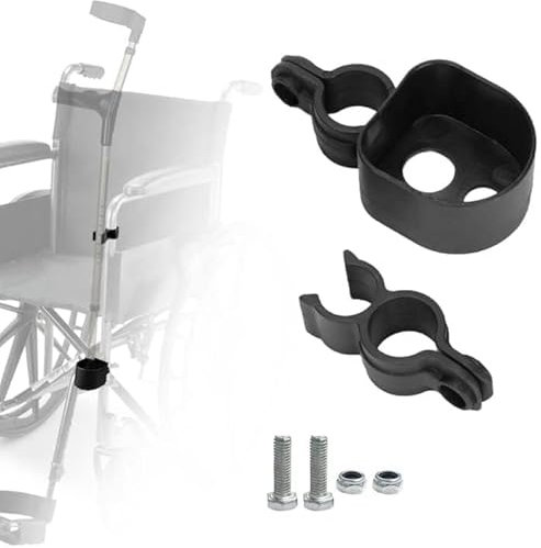 2Pcs Walking Stick Holder, Wheelchair Walking Stick Rack, Crutch Holder, Universal Crutches Stick Bracket Accessories, Mobility Scooter Accessories for Wheelchairs Electric Scooters Elderly Walkers