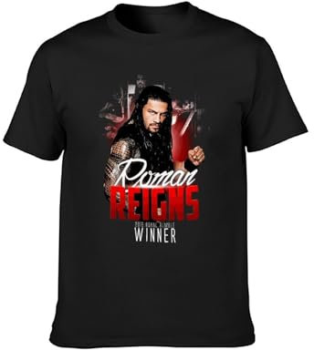 Roman Reigns Black and White Photo Lucky Half Sleeve City Prom T-Shirt Black XL