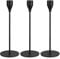 3er Set Kerzenständer Schwarz, 24cm Kerzenhalter Schwarz, Metall Kerzenständer Stabkerzenhalter, Vintage Kerzen Ständer Deko Kegelkerzenhalter für Hochzeit Abendessen Tischdekoration