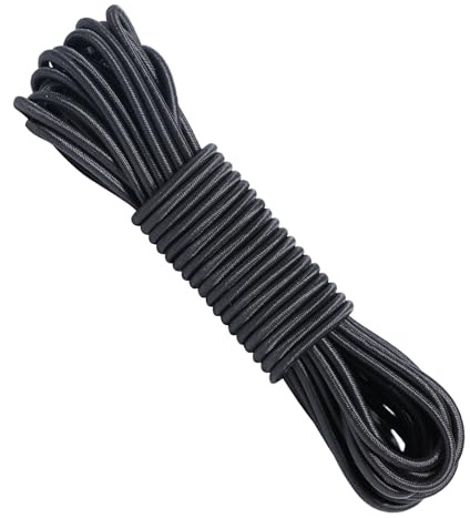 BYZANDQI Gummiseil Expanderseil 4 mm 20 m Planenseil Spannseil Schwarz | Gummileine für Anhängerplane Plane Zelte Netz Banner