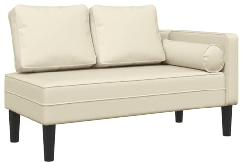 vidaXL Chaiselongue mit Kissen Creme Kunstleder