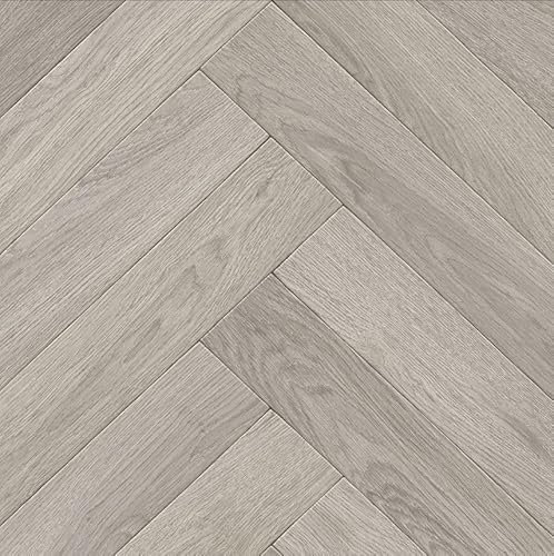 Grey Herringbone Wood Effect Vinyl Flooring, slip resistant vinyl roll flooring for kitchen, bathroom, hallway, living space in 2, 3 and 4 metre widths (6m x 3m)