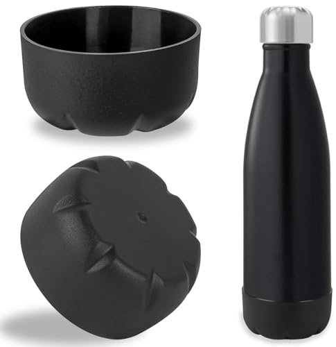 Linkidea - Funda protectora para botella de agua (2 unidades) compatible con botellas S'well ORIGINAL, funda protectora de silicona para botella, parachoques para botella (Negro)