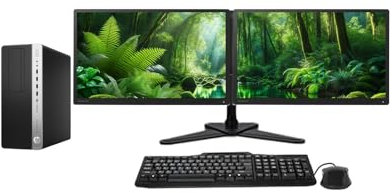 HP Dual Monitor Trading Setup EliteDesk 800 G5 PC - Intel Core i5 9th Gen, With 2 x 23 Matching HD 1080p Monitors, Leg Base Stand, Windows 11 Pro OS (Renewed) (32GB DDR4-1TB SSD)