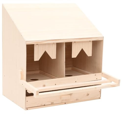 LAPOOH Legenest Hühnernest 2 Fächer, Legenester Für Hühner, Hühner Legenest, Legeboxen Für Hühner, Hühner Nisten, 63 x 40 x 65 cm Massivholz Kiefer