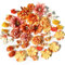 ROLLWAY 40 Stück Kunstblumen zum Basteln Klein Blumenköpfe 2~8cm, Deko Blumen künstlich Mini Herbstblumen Kunstblumen Herbst Orange Seidenblumen Blumendeko Rosen Hortensien für Tortendeko