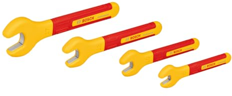 Bosch Professional set de clés plates VDE (avec 4 clés plates : 8 mm, 10 mm, 13 mm et 17 mm, certifiées jusqu'à 1 000 V, dans poche en toile)