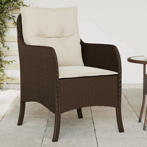 ILLUCIONE Gartenstühle mit Kissen, Gartenstühle mit Kissen, 2 Stück, braun, Polyrattan, Gartenstuhl, Outdoor-Stühle, Rattan-Esszimmerstühle, stilvolles Design, robust, langlebig für Ihren Garten und