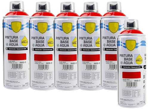 various - Pintura Spray Base Agua 400ml,Ecológica y Sin Olor,Para Muebles,Metal,Plástico y Madera,Colores Duraderos,Cobertura Uniforme - Rojo Vivo,6 unidad