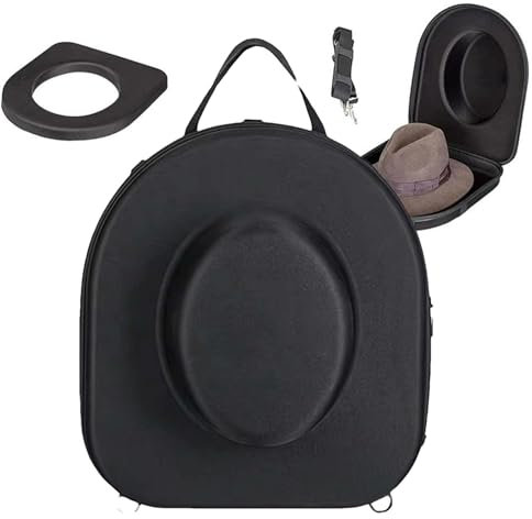 Runder Hutkoffer | Hutschachtel Für Fedora, Panama, Cowboy-Hüte, Bowlerhüte, Boater Hat | Reise Hutbox Tragbare Cowboy Hut Aufbewahrungsbox Mit Verstellbarem Riemen | Eva Hard Shell Hüte Reisekoffer