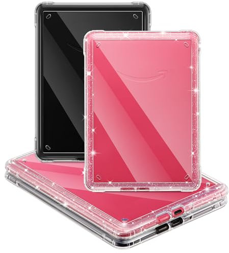 E NET-CASE 2er Pack Hülle für Kindle Paperwhite 12. Generation 2024 (7) & Kindle Colorsoft 2024/2025 (7) Schlanke & leichte Kratzfeste TPU+PC Hülle, klar & klar glitzernd
