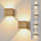 Doughelec LED Wandleuchte Innen Holz Wandlampe, Wandleuchte Holz Vintage 6W LED Wand Warmweiß 3000K Weiß Up Down Flurlampe Einstellbar Abstrahlwinkel Holzlampe für Wohnzimmer Flur Schlafzimmer, 2PCS