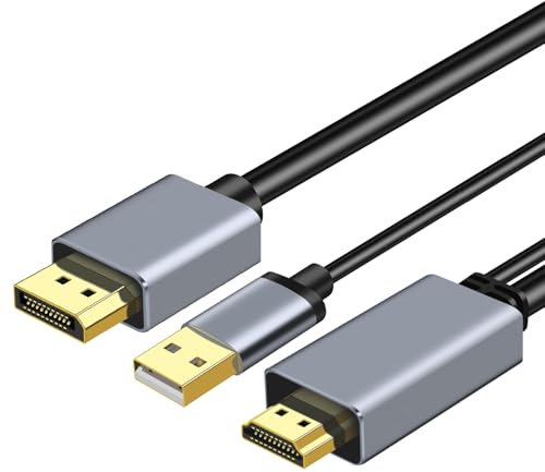 XinYaa HDMI to DisplayPort Cable, 4K@60Hz 3M HDMI Source to DisplayPort Monitor Compatible with PC Graphics Card Laptop PS5 X-b0x 0ne (360) Supporting 4K@60Hz 2K@144Hz 1080P@165Hz