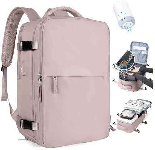 SZLX Sac à Dos Sous Vide Bagage à Main Pour Femmes, Sac à Dos Airbag Avec Système De Vide Pour Le Voyage, Ryanair Travel Ruscksack Taille Cabine Avec Pompe étanche Valise Sous Vide Pour Homme