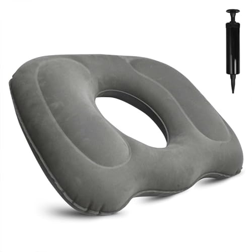 Colexy Multifunktionales Sitzkissen, Aufblasbares Ringkissen, Donut-Kissen,Orthopädisches Rundkissen, mit Luftpumpe,für Hämorrhoiden,Schwangerschaft,für Zuhause Büro Reisen Rollstühle