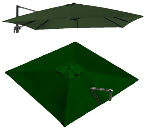 VLKLPZAHAK 250x250cm Ampelschirm Ersatzdach Marktschirm Ersatzbezug Tuch Quadratischer Ersatztuch Terrassenschirm 8 Rippen Ersatz Baldachin(Green,3x3m (9.8x9.8ft))