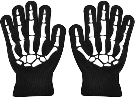 Opilroyn Halloween-Skelett-Handschuhe, Halloween-Kinder-Fahrrad-Totenkopf-Handschuhe – Kostümzubehör für Kinder im Alter von 5–12 Jahren, Jungen
