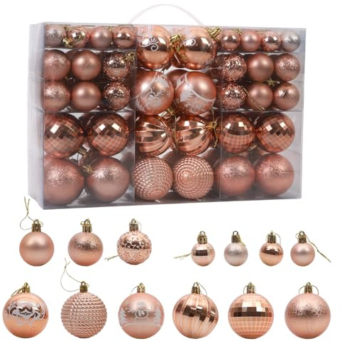 100 STÜCK Weihnachtskugeln, bruchsichere Kugeln, Weihnachtsbaumschmuck, Ornamente für Weihnachten, Hängedekorationen (Rose)